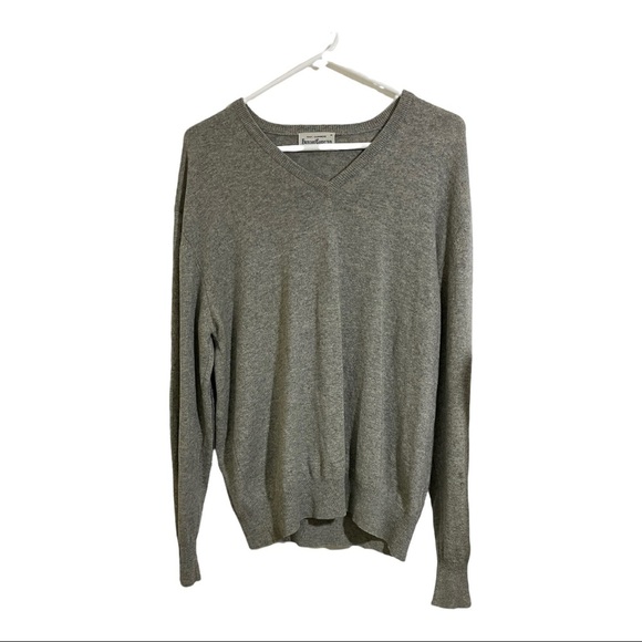 Duncan cameron of hawick cashmere Mens elbow patch vneck sweater grey medium - Picture 2 of 10